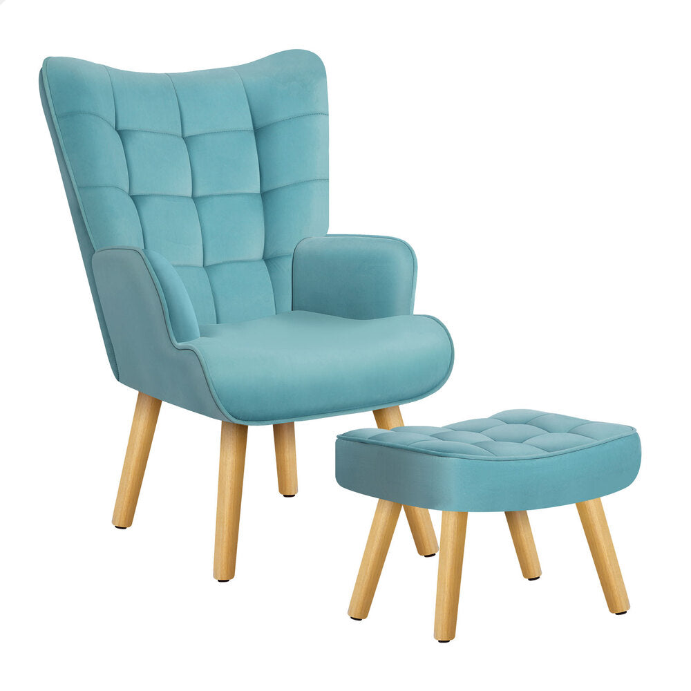 ALFORDSON Armchair Lounge Accent Chair Ottoman Velvet Couch Footstool