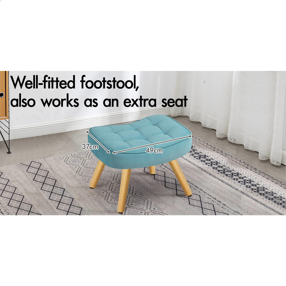 ALFORDSON Armchair Lounge Accent Chair Ottoman Velvet Couch Footstool