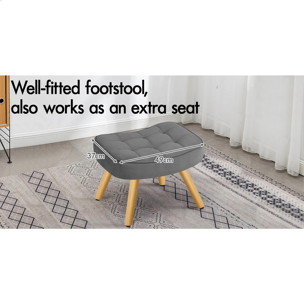 ALFORDSON Armchair Velvet Accent Chair Lounge Sofa Ottoman Footstool