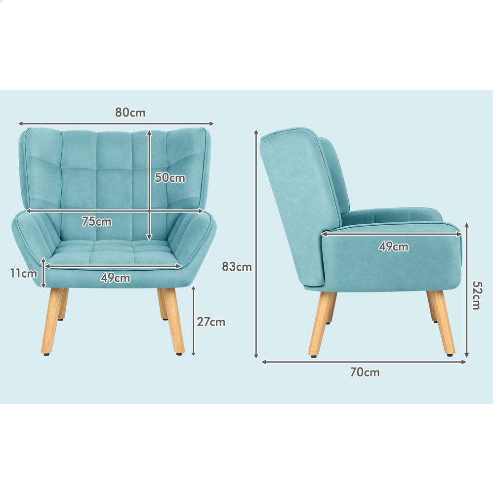 ALFORDSON Armchair Accent Chair Lounge Sofa Wooden Couch Velvet Tub Seat Blue