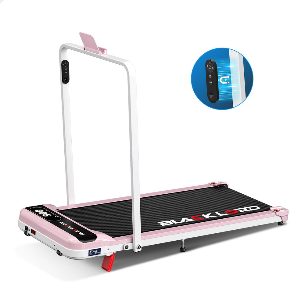 BLACK LORD Treadmill Electric Walking Pad Folding Incline Magnetic Remote Pink