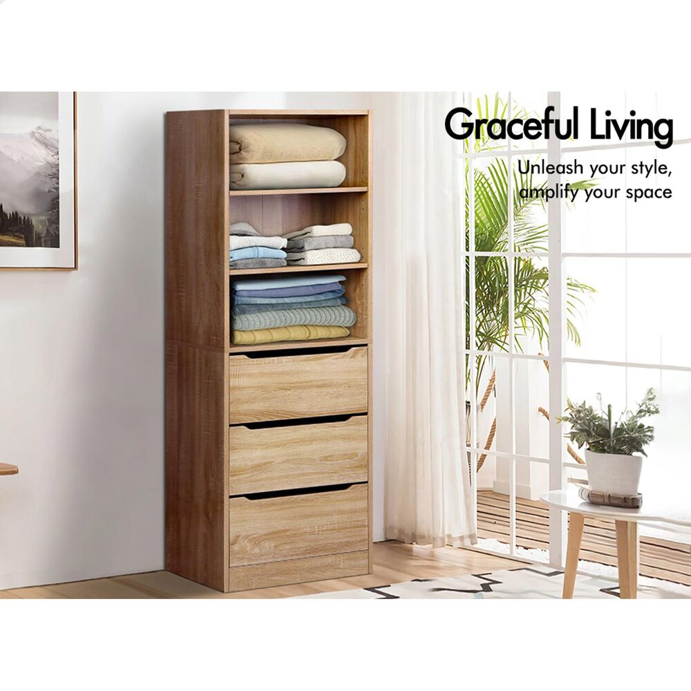 3 Drawers ALFORDSON Wardrobe Clothes Storage Cabinet Wood