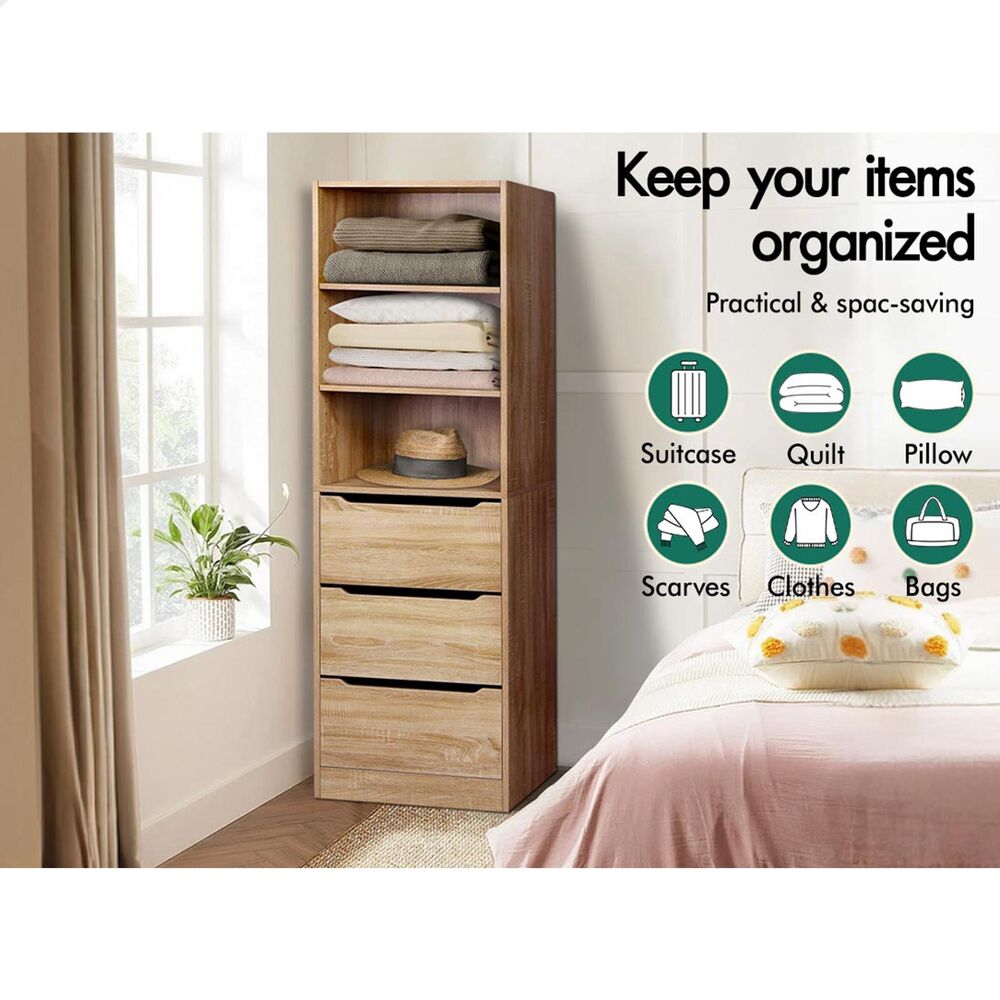 3 Drawers ALFORDSON Wardrobe Clothes Storage Cabinet Wood