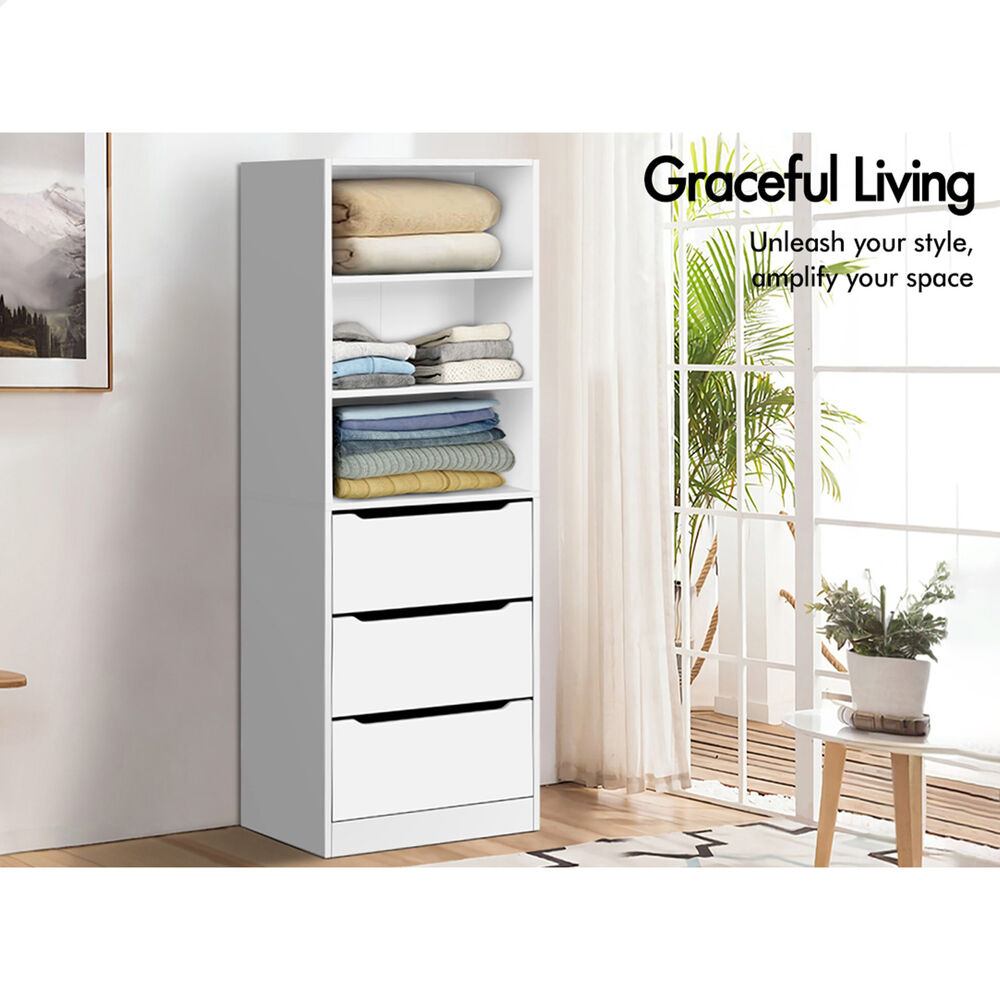 3 Drawers ALFORDSON Wardrobe Clothes Storage Cabinet White