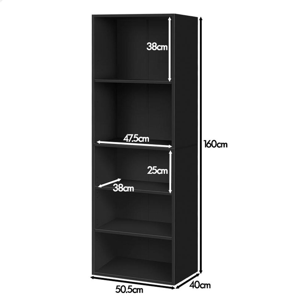5 Shelves ALFORDSON Wardrobe Clothes Storage Cabinet Black