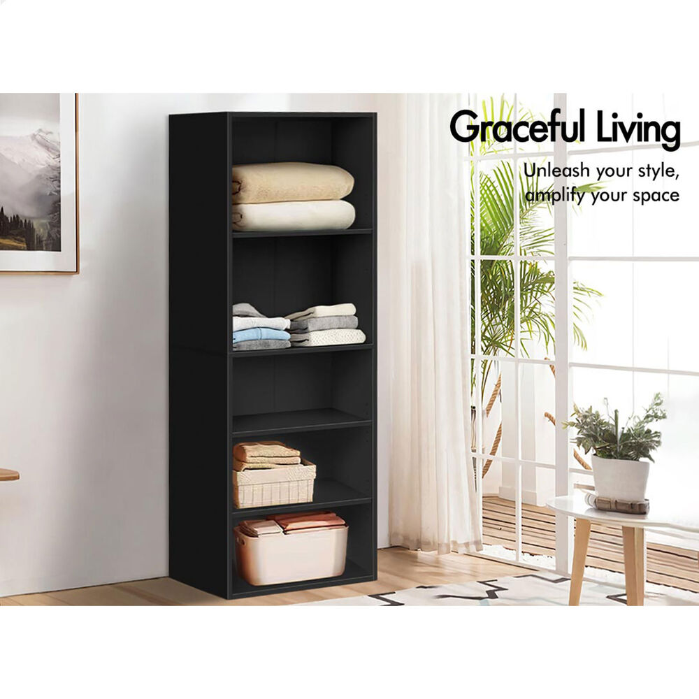 5 Shelves ALFORDSON Wardrobe Clothes Storage Cabinet Black