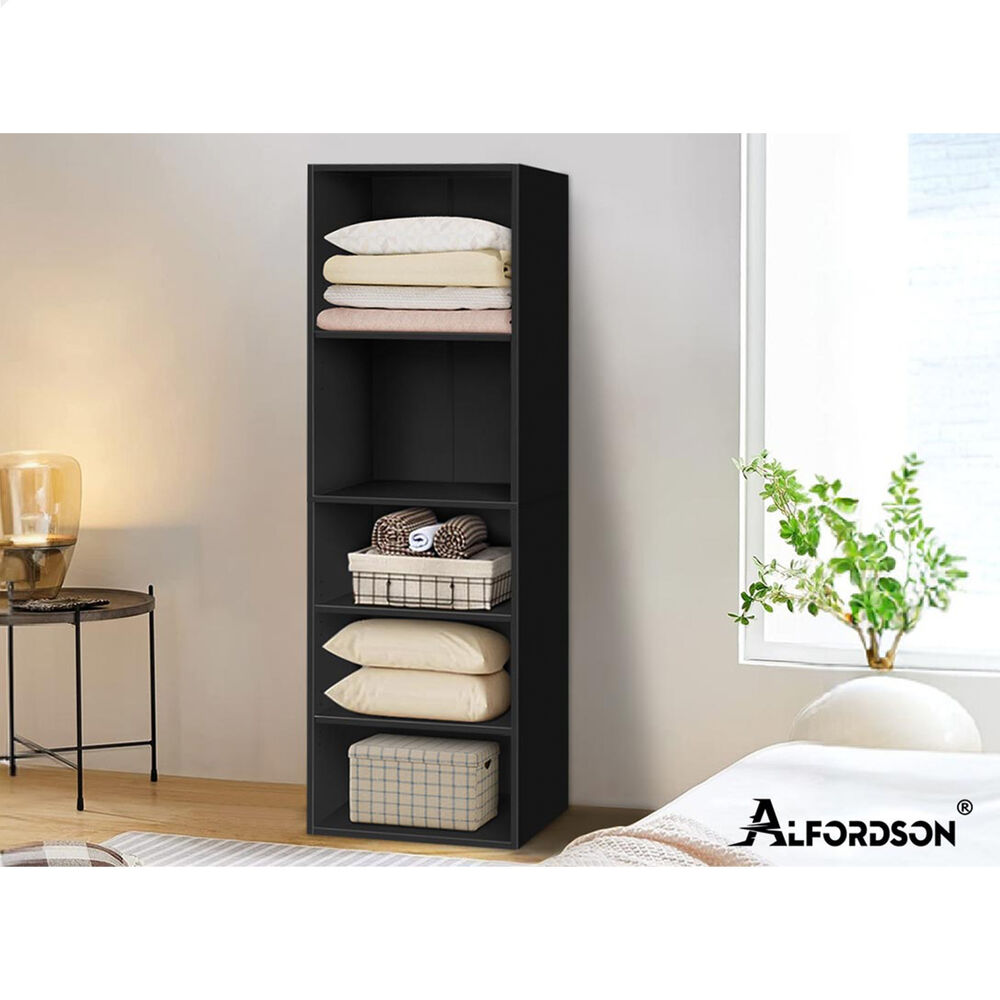 5 Shelves ALFORDSON Wardrobe Clothes Storage Cabinet Black