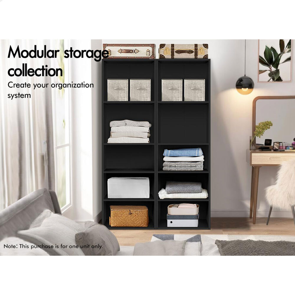 5 Shelves ALFORDSON Wardrobe Clothes Storage Cabinet Black