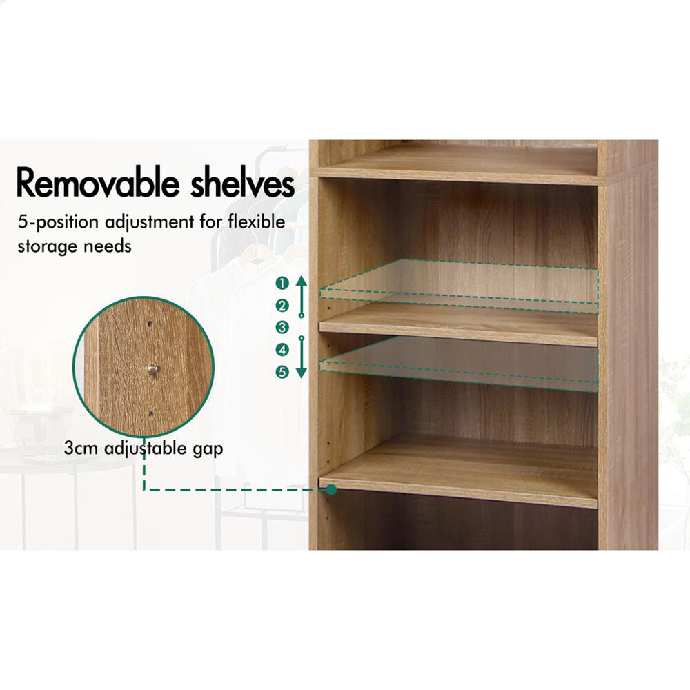 5 Shelves ALFORDSON Wardrobe Clothes Storage Cabinet Wood