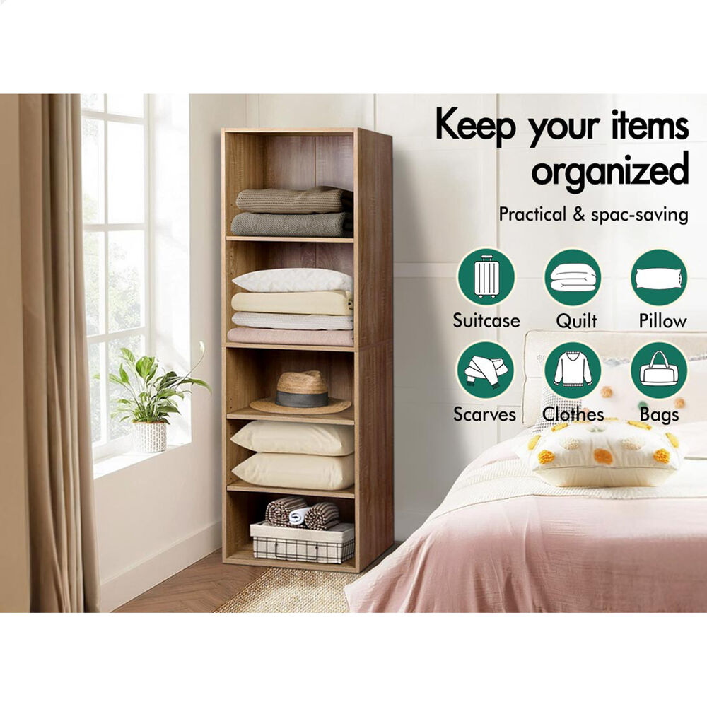 5 Shelves ALFORDSON Wardrobe Clothes Storage Cabinet Wood