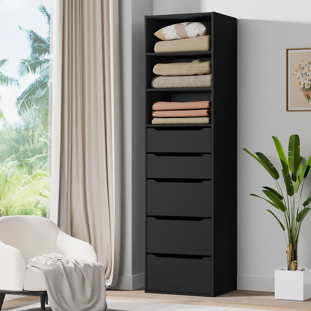 5 Drawers ALFORDSON Wardrobe Clothes Storage Cabinet Black