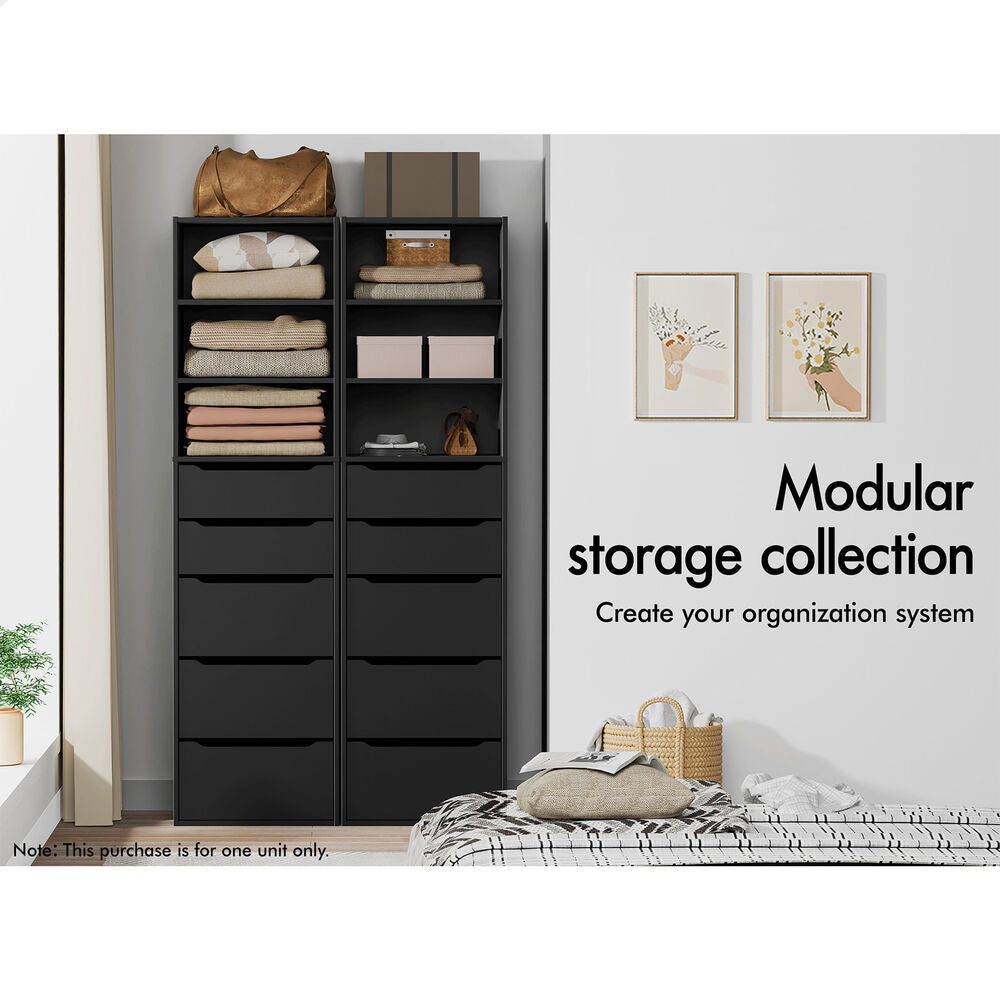 5 Drawers ALFORDSON Wardrobe Clothes Storage Cabinet Black