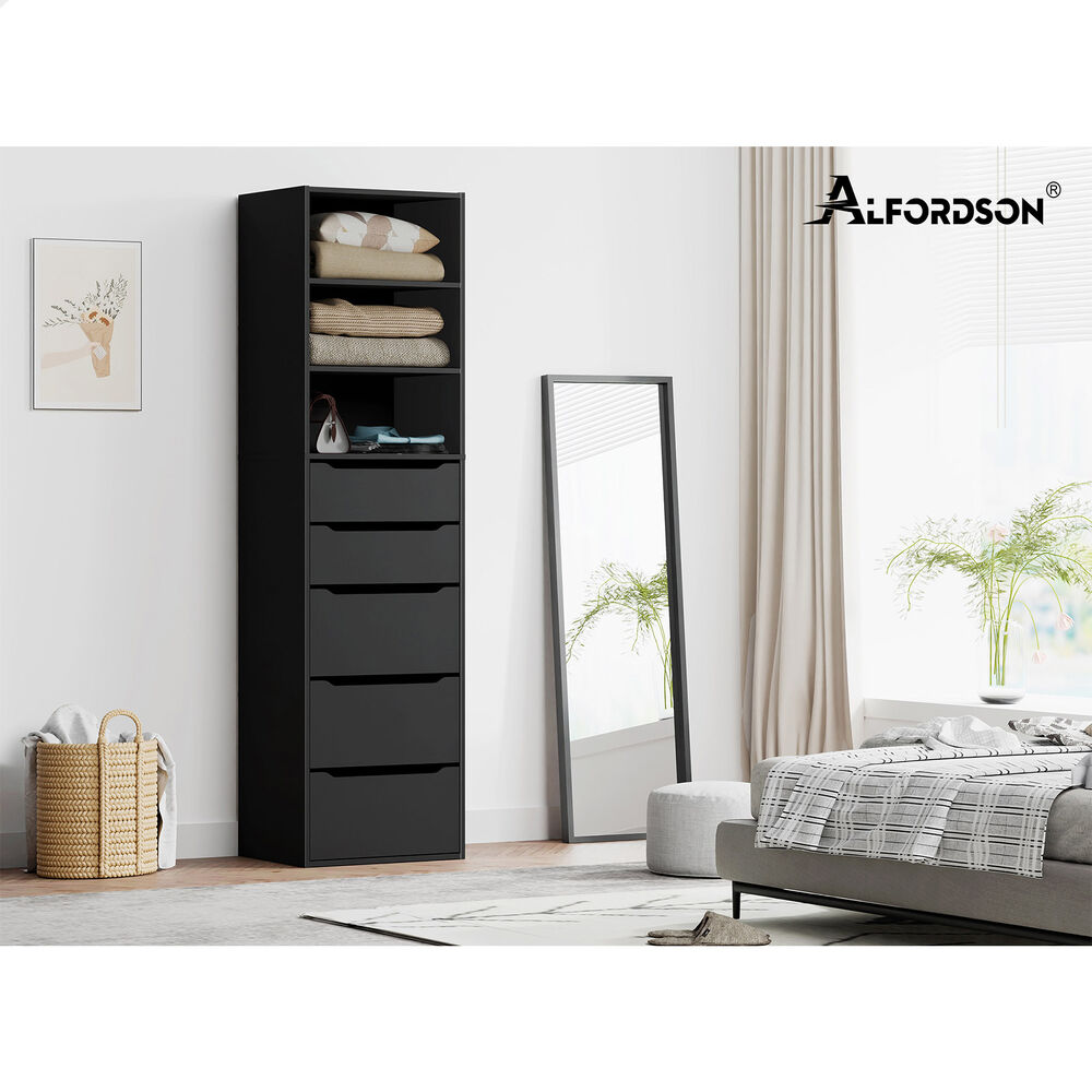 5 Drawers ALFORDSON Wardrobe Clothes Storage Cabinet Black
