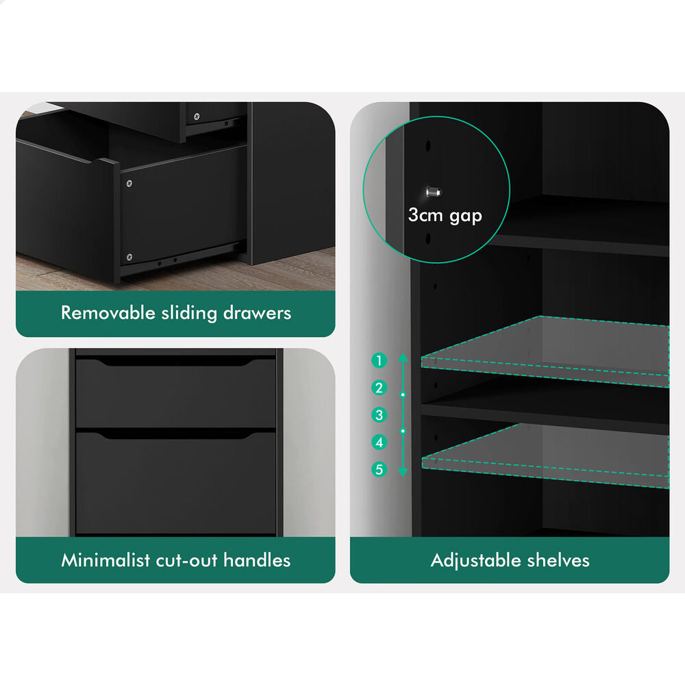 5 Drawers ALFORDSON Wardrobe Clothes Storage Cabinet Black
