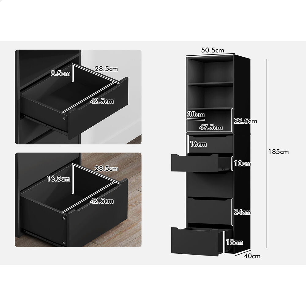 5 Drawers ALFORDSON Wardrobe Clothes Storage Cabinet Black