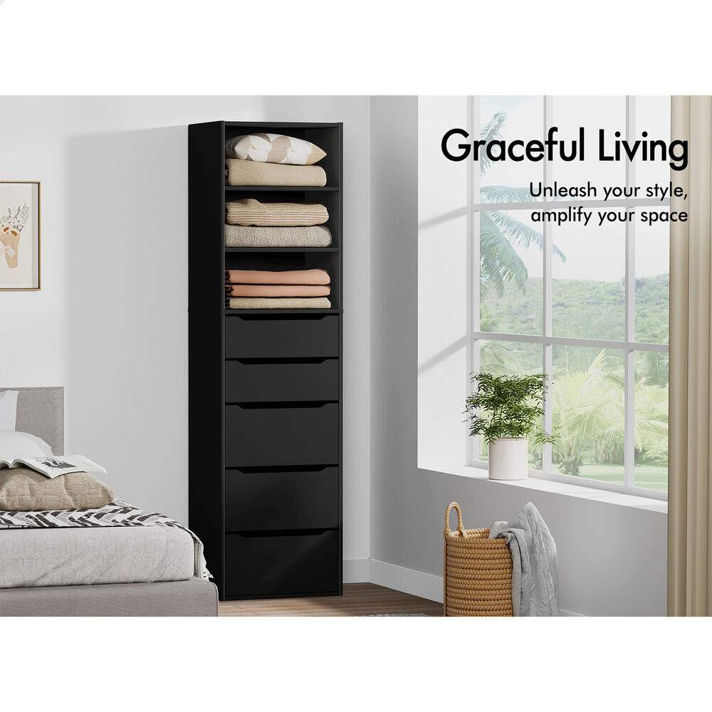 5 Drawers ALFORDSON Wardrobe Clothes Storage Cabinet Black