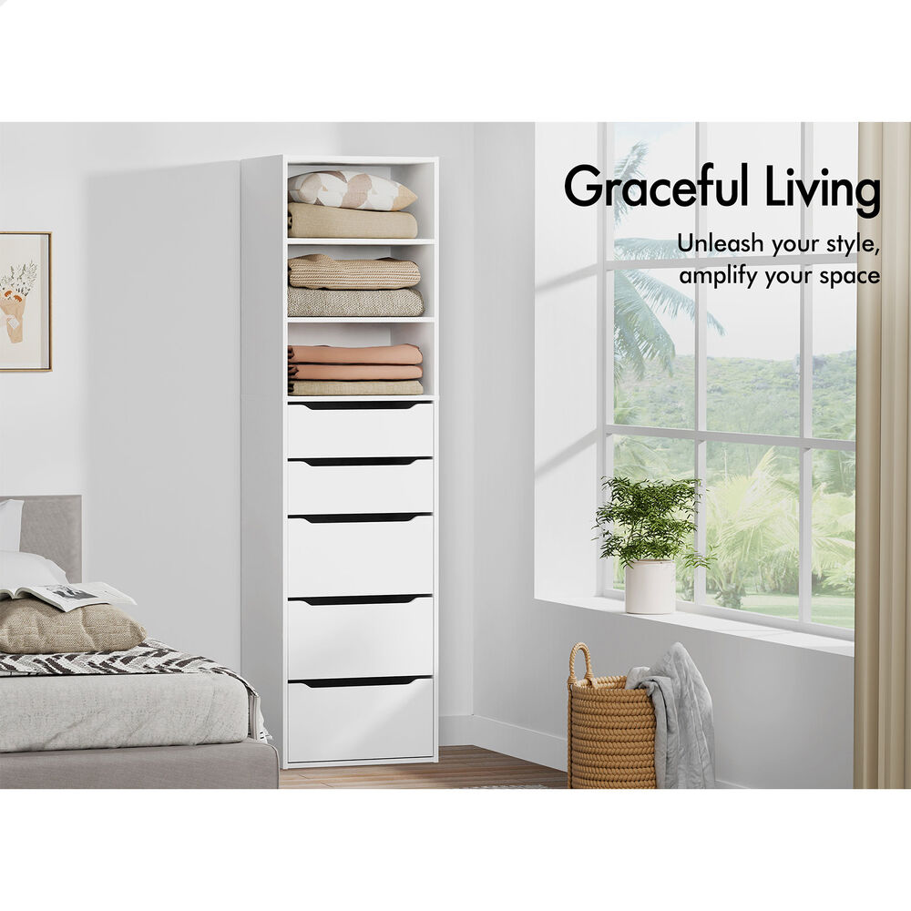 5 Drawers ALFORDSON Wardrobe Clothes Storage Cabinet White