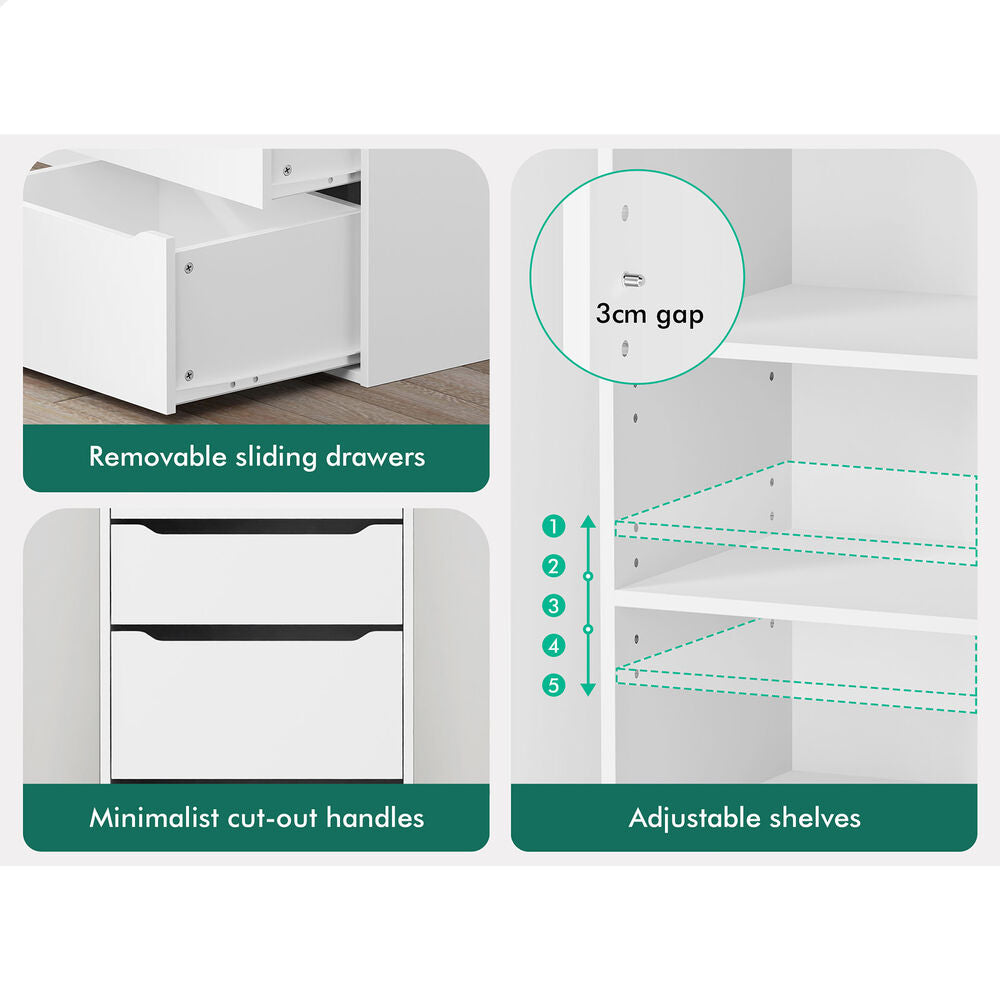 5 Drawers ALFORDSON Wardrobe Clothes Storage Cabinet White