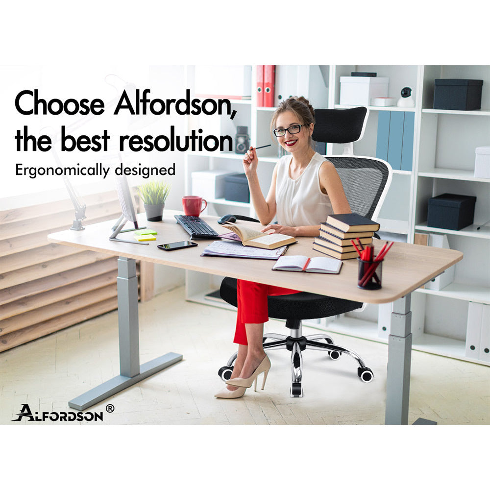 ALFORDSON Mesh Office Chair Executive Fabric Seat Gaming Racing Tilt Computer White