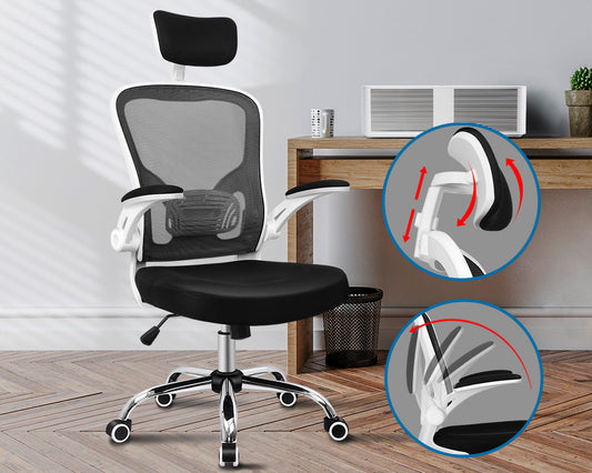 ALFORDSON Mesh Office Chair Executive Fabric Seat Gaming Racing Tilt Computer White