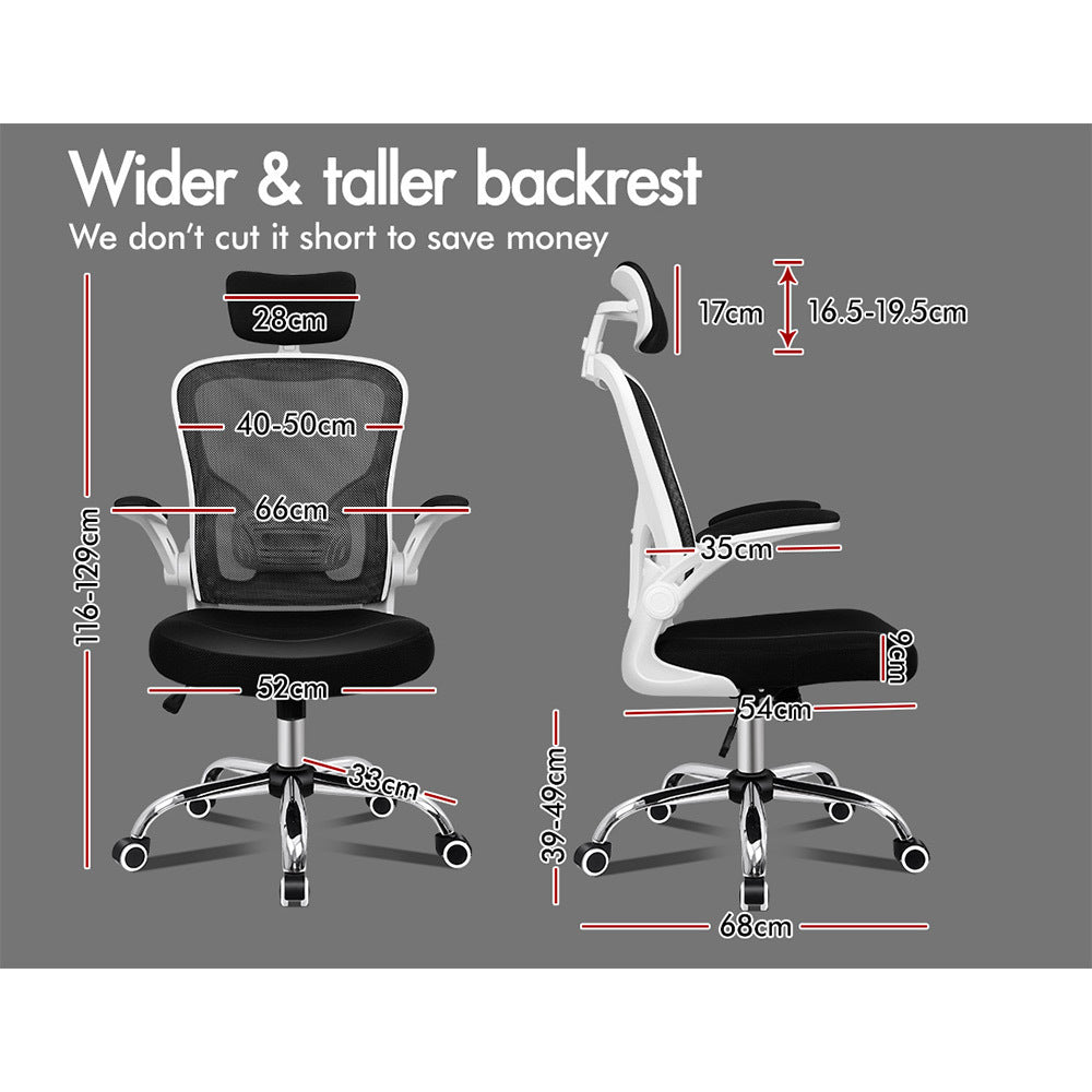 ALFORDSON Mesh Office Chair Executive Fabric Seat Gaming Racing Tilt Computer White