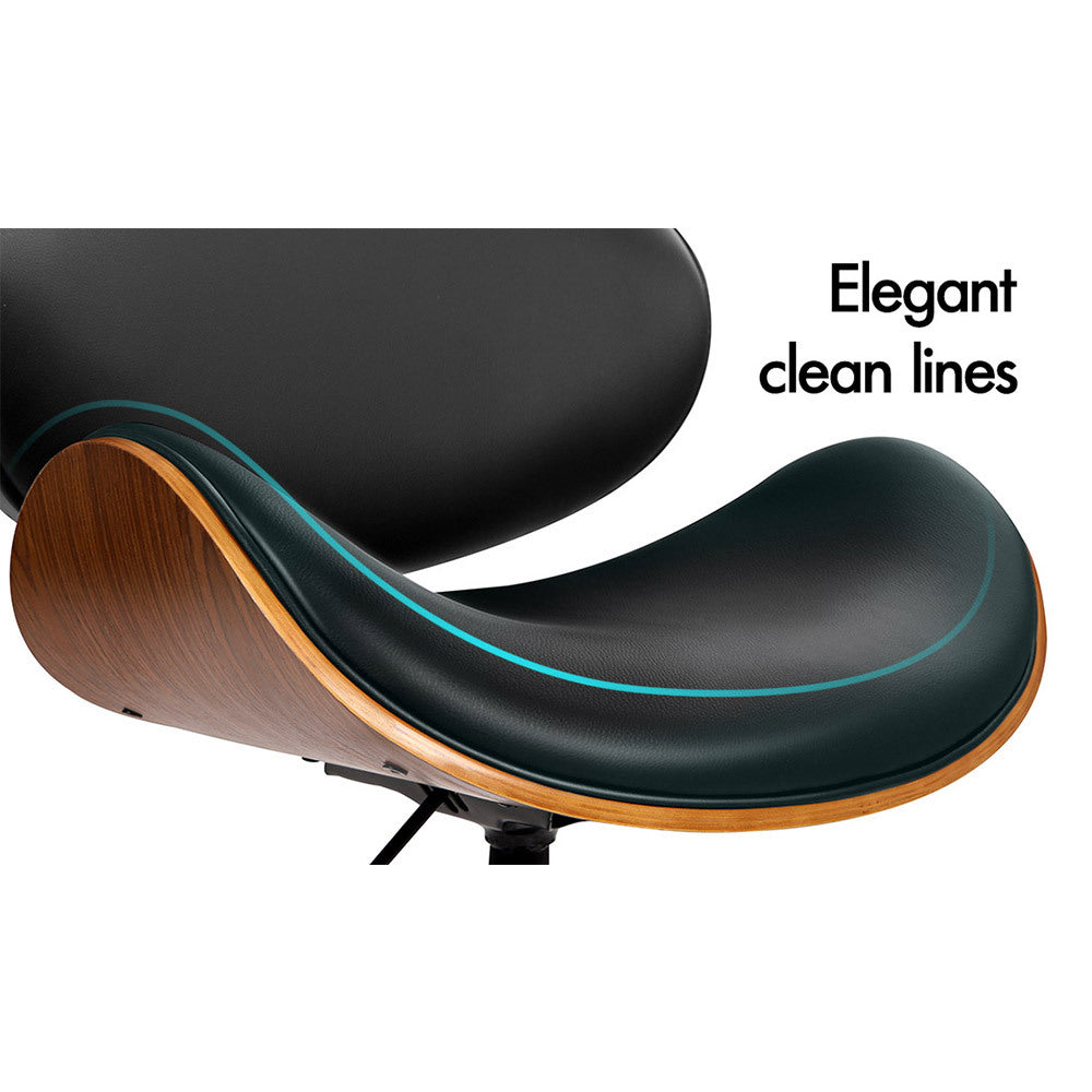 ALFORDSON Wooden Office Chair Computer Chairs Home Seat PU Leather Black