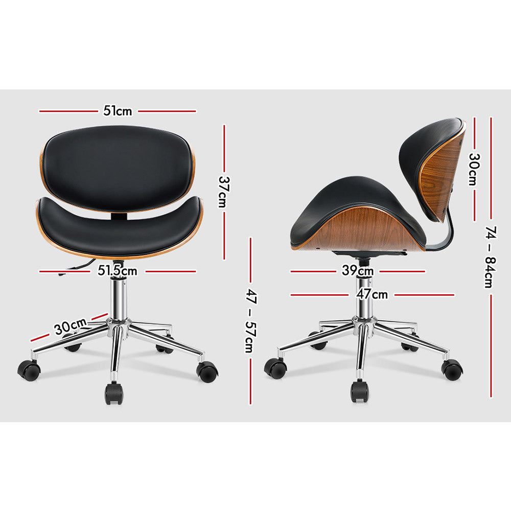 ALFORDSON Wooden Office Chair Computer Chairs Home Seat PU Leather Black
