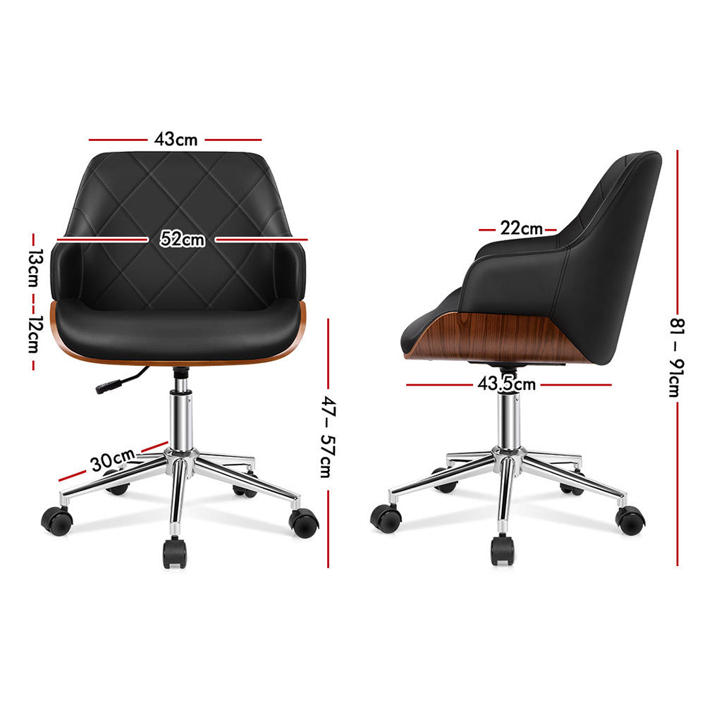 ALFORDSON Wooden Office Chair Computer Chairs Home Seat PU Leather Black