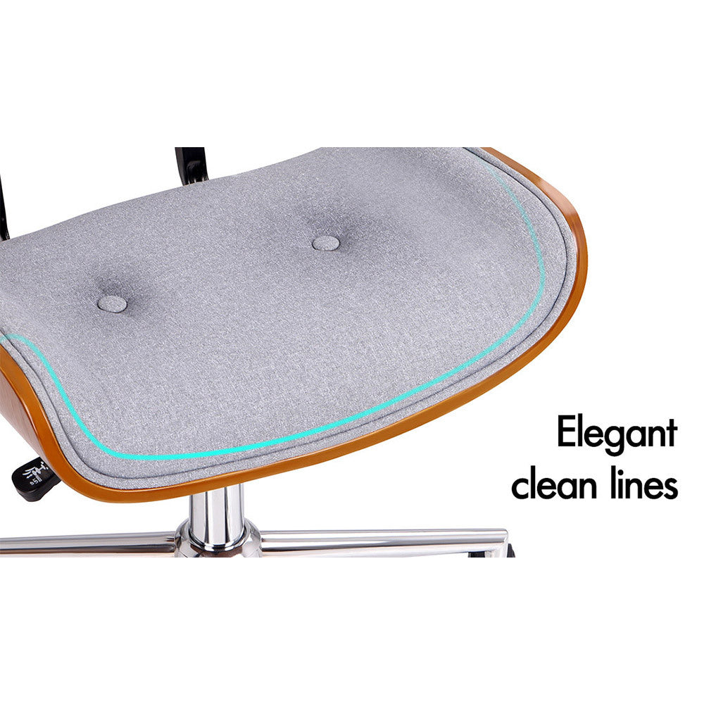ALFORDSON Wooden Office Chair Computer Chairs Home Seat Linen Fabric Grey