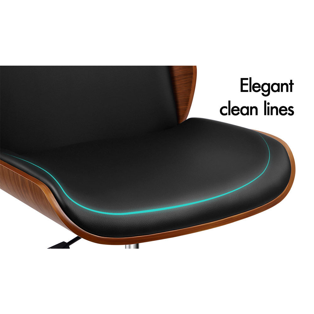 ALFORDSON Wooden Office Chair Computer Chairs Home Seat PU Leather Black