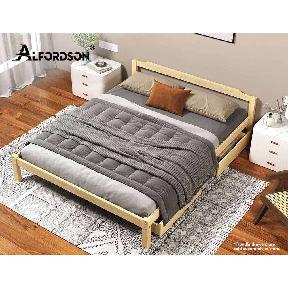 ALFORDSON Bed Frame Wooden Timber Double Size Mattress Base Platform Beatrix Oak