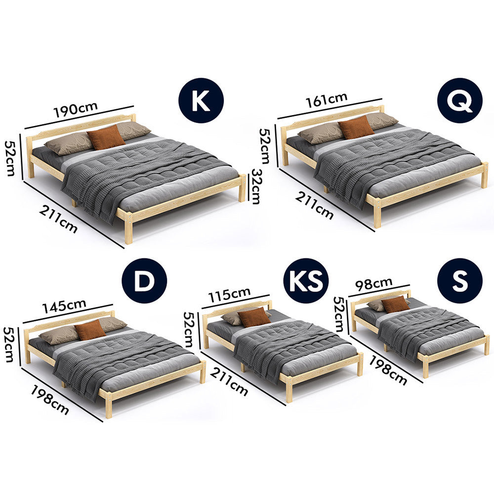 ALFORDSON Bed Frame Wooden Timber Double Size Mattress Base Platform Beatrix Oak