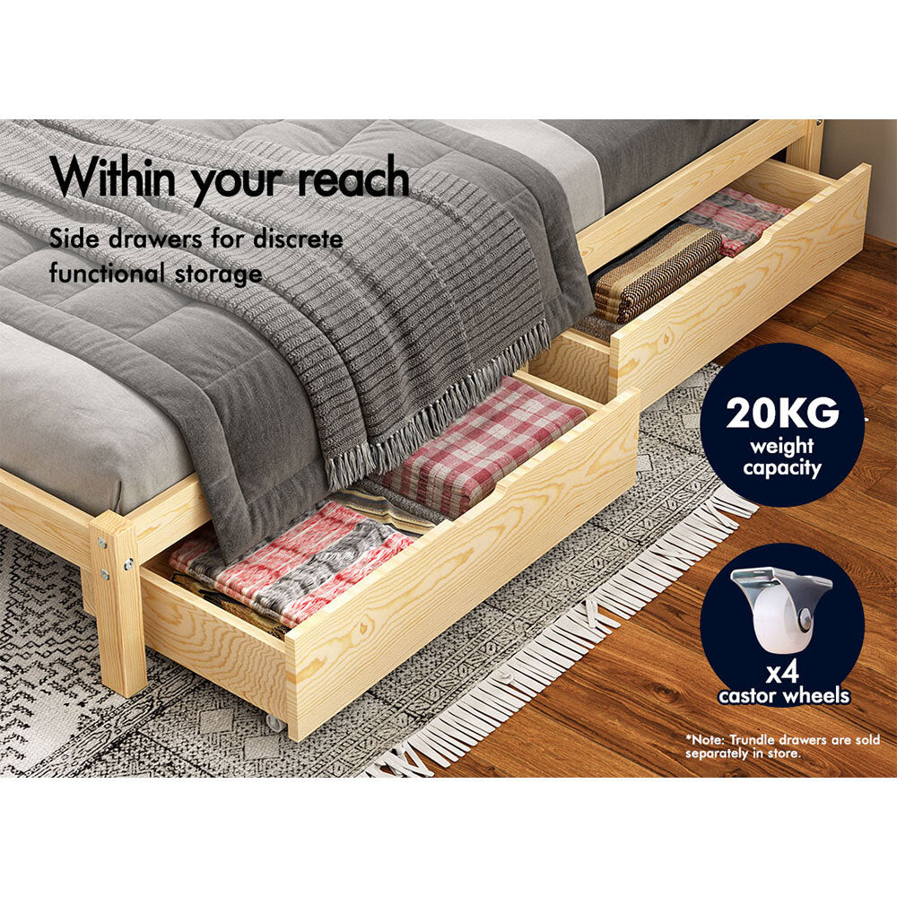 ALFORDSON Bed Frame Wooden Timber Double Size Mattress Base Platform Beatrix Oak