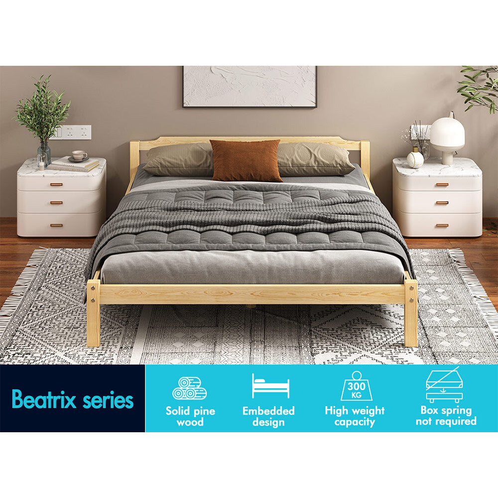 ALFORDSON Bed Frame Wooden Timber Double Size Mattress Base Platform Beatrix Oak
