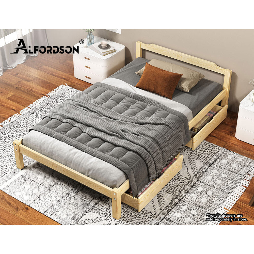 ALFORDSON Bed Frame Wooden Timber Single Size Mattress Base Platform Beatrix Oak
