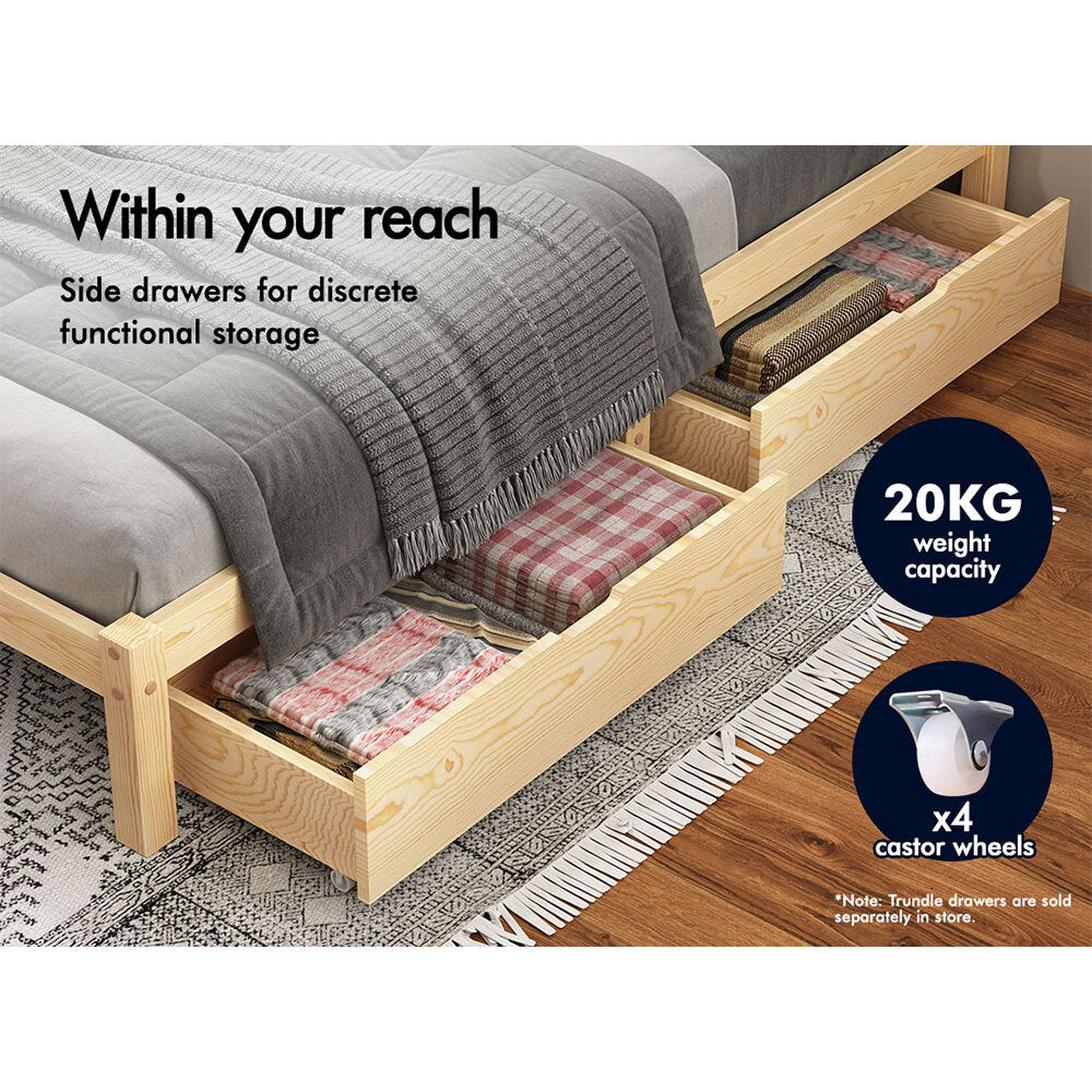 ALFORDSON Bed Frame Wooden Timber Double Size Mattress Base Platform Fenella Oak
