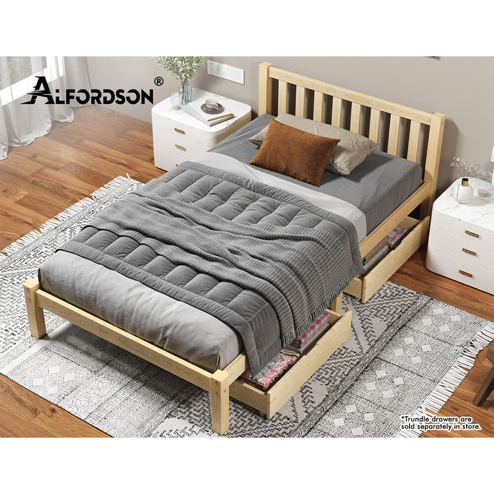 ALFORDSON Bed Frame Wooden Timber King Single Mattress Base Platform Fenella Oak