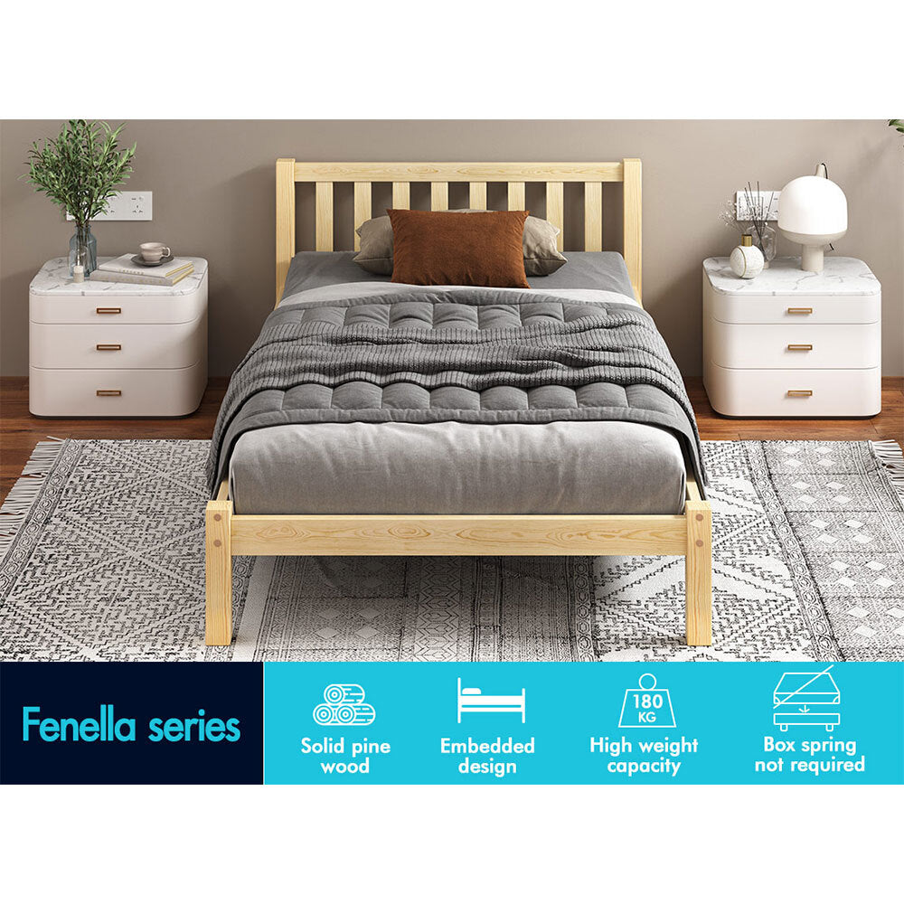 ALFORDSON Bed Frame Wooden Timber King Single Mattress Base Platform Fenella Oak