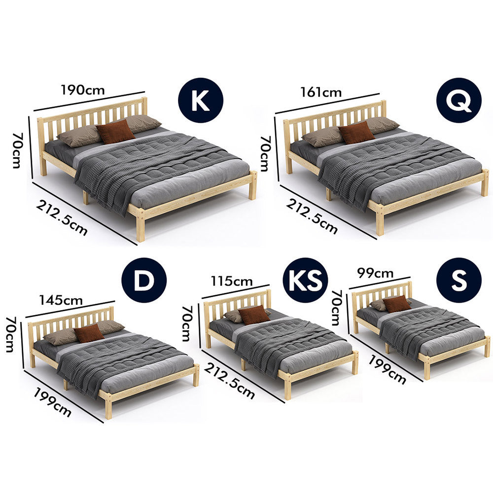 ALFORDSON Bed Frame Wooden Timber Queen Size Mattress Base Platform Fenella Oak