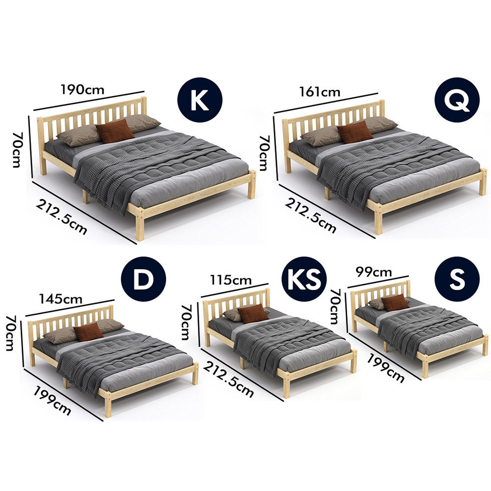 ALFORDSON Bed Frame Wooden Timber Single Size Mattress Base Platform Fenella Oak