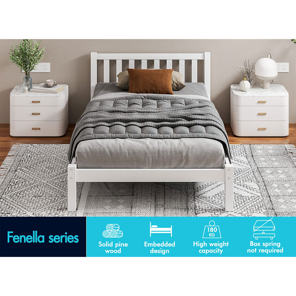 ALFORDSON Bed Frame Wooden Timber Single Size Mattress Base Platform Fenella Oak