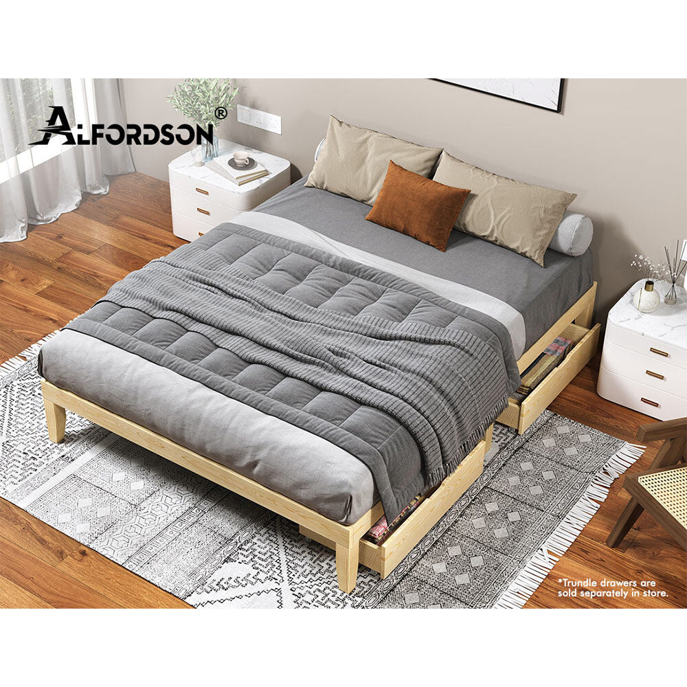 ALFORDSON Bed Frame Wooden Timber Double Size Mattress Base Platform Pramod Oak
