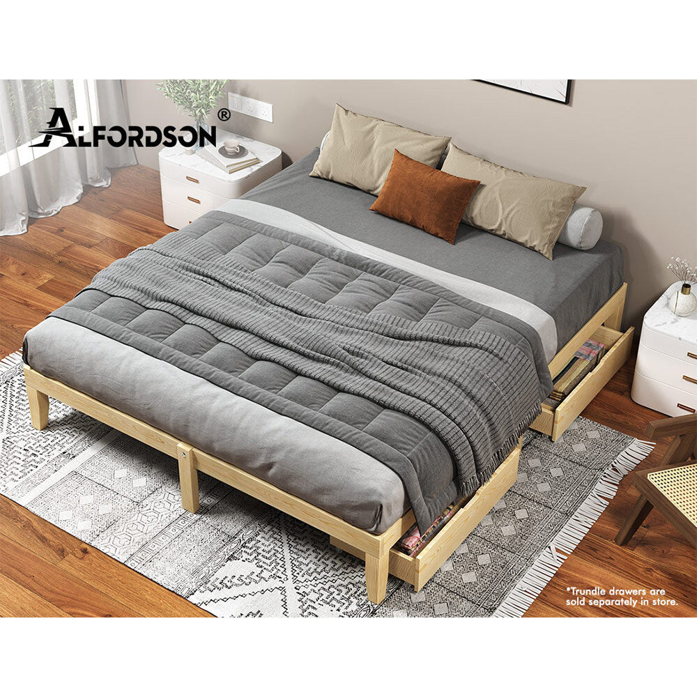 ALFORDSON Bed Frame Wooden Timber King Size Mattress Base Platform Pramod Oak