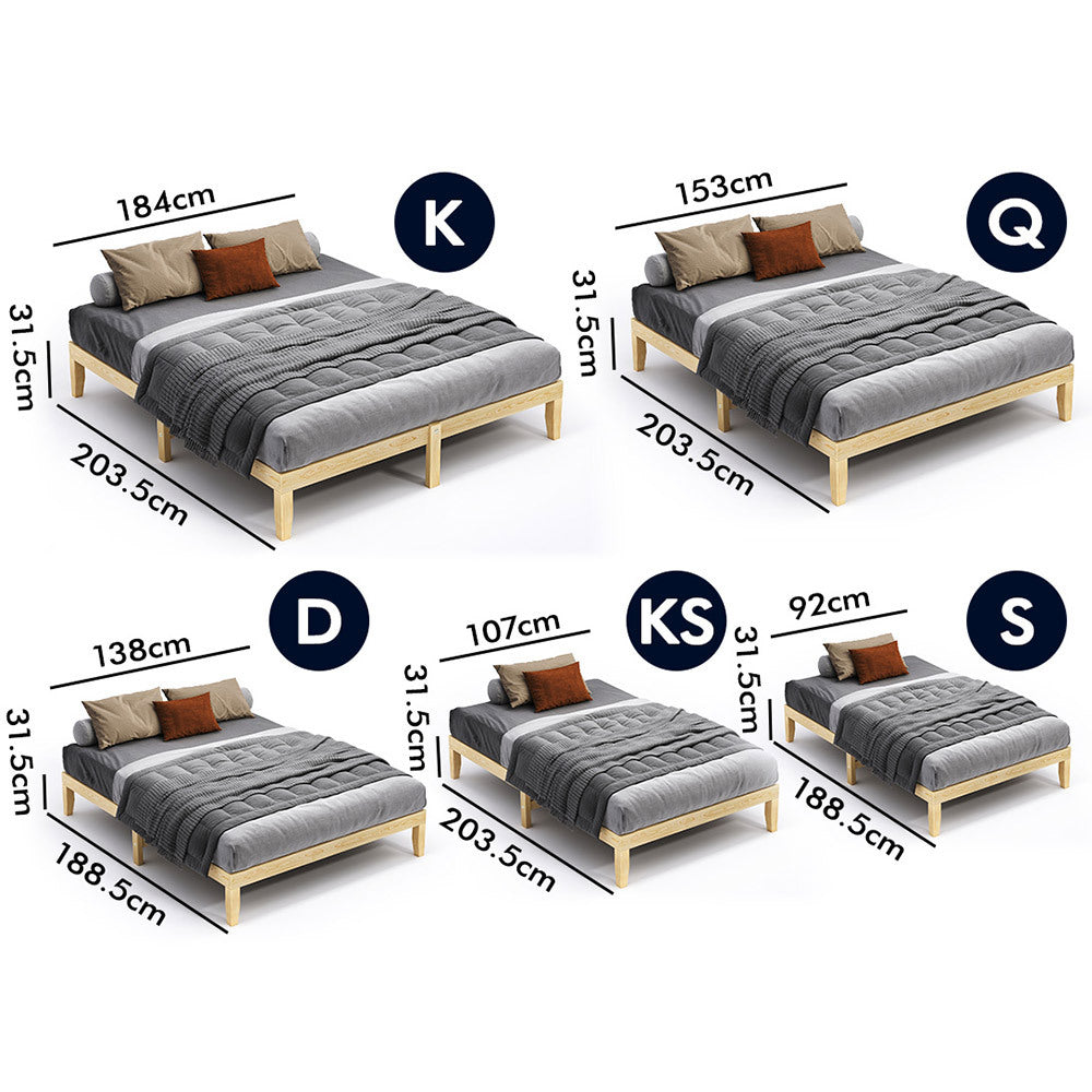 ALFORDSON Bed Frame Wooden Timber Queen Size Mattress Base Platform Pramod Oak