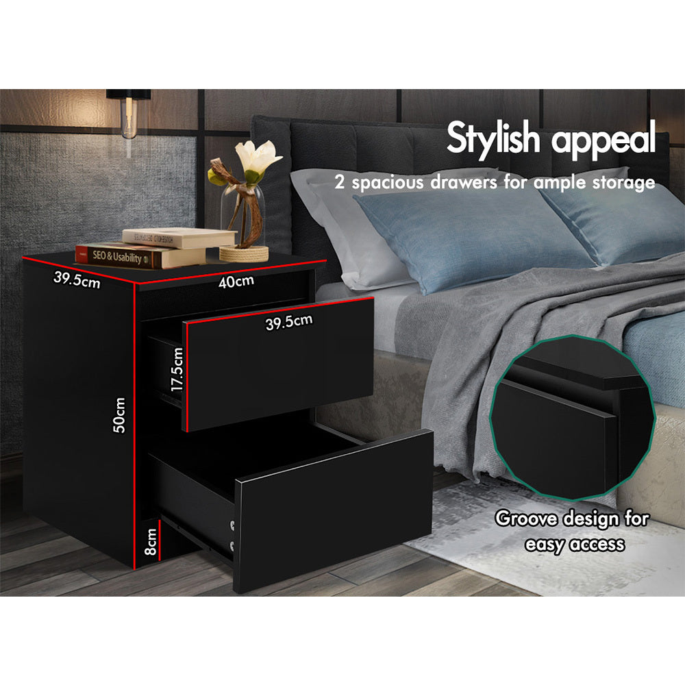 ALFORDSON Bedside Table Nightstand Storage Cabinet Side End Table Black