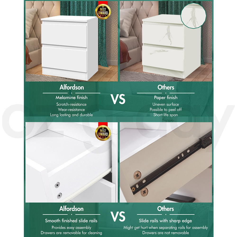 ALFORDSON Bedside Table Nightstand Storage Cabinet Side End Table White
