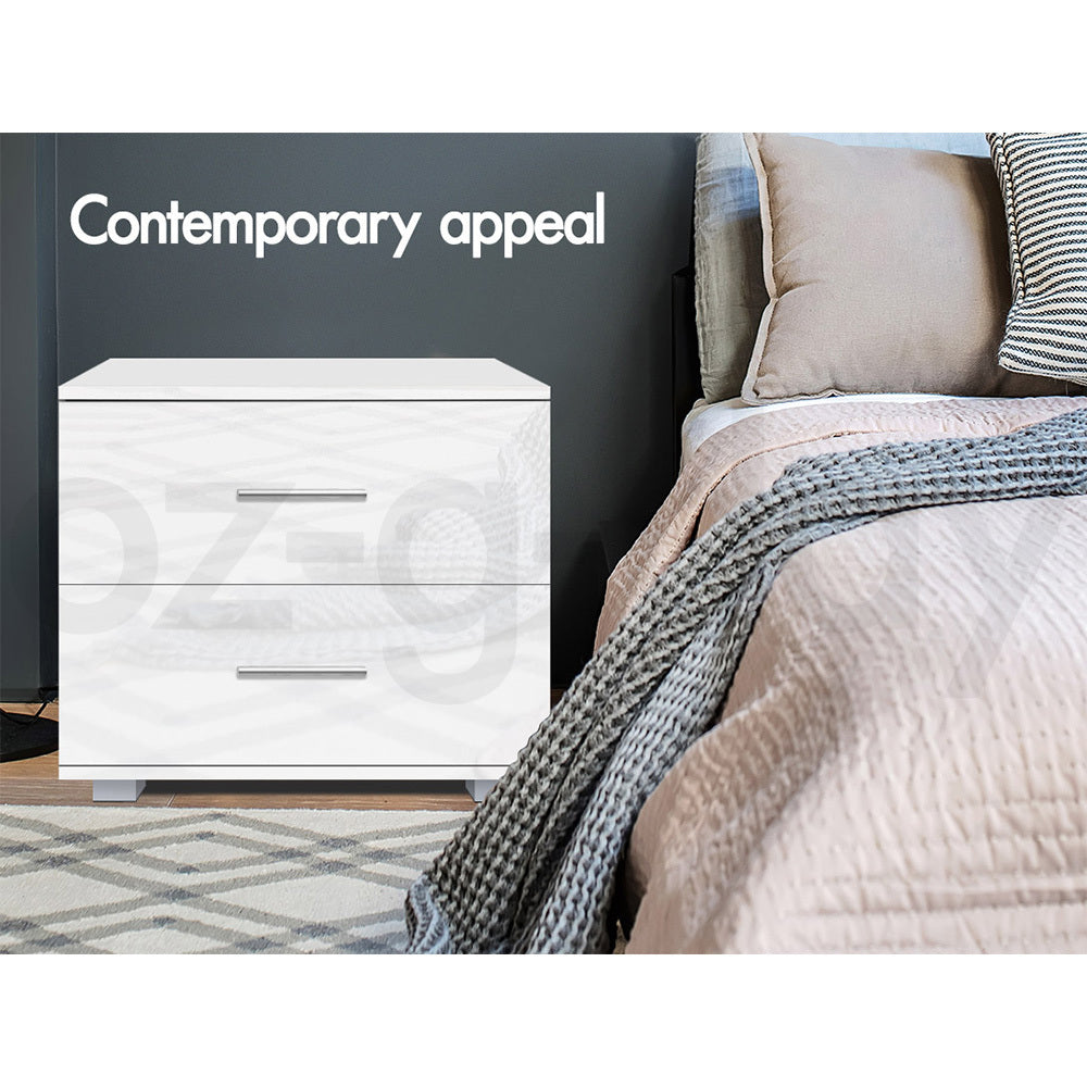 ALFORDSON Bedside Table Nightstand 4 Side High Gloss White Side End Table