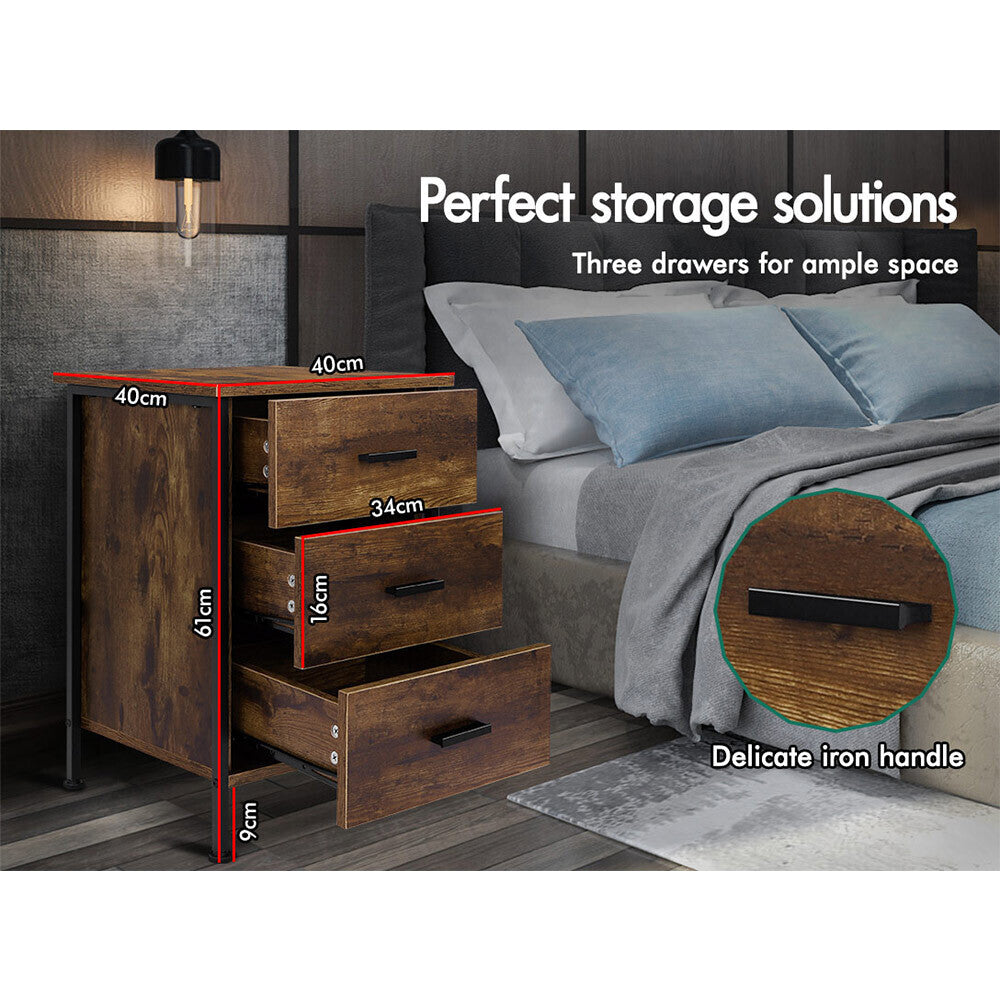 ALFORDSON Bedside Table Wood Nightstand Storage Cabinet Wooden Side Table