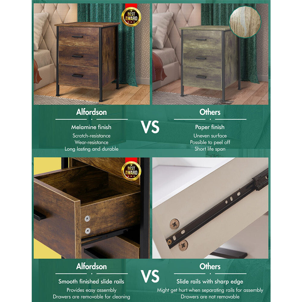 ALFORDSON Bedside Table Wood Nightstand Storage Cabinet Wooden Side Table