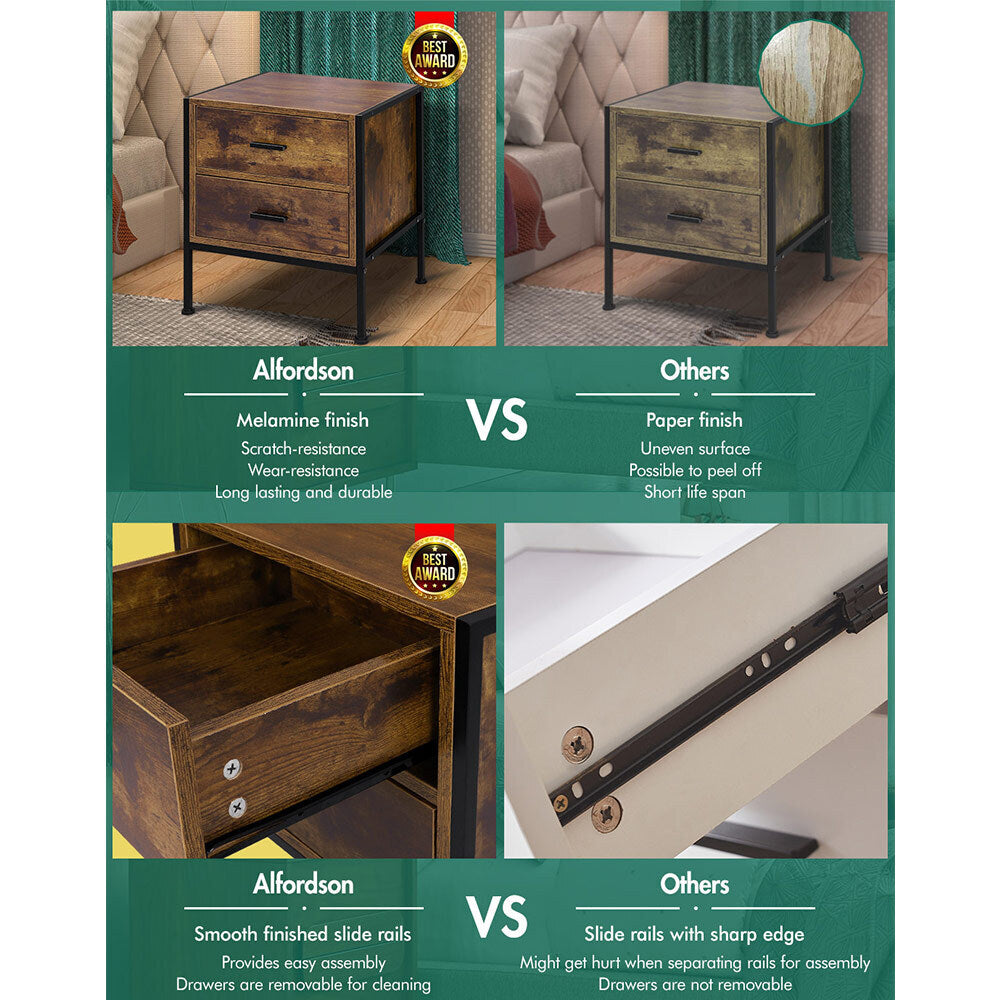 ALFORDSON Bedside Table Wood Nightstand Storage Cabinet Wooden Side Table